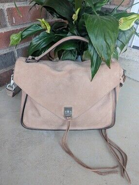 🤎GUC Rebecca Minkoff Darren Suede Leather Adjustable Crossbody Bag, Taupe